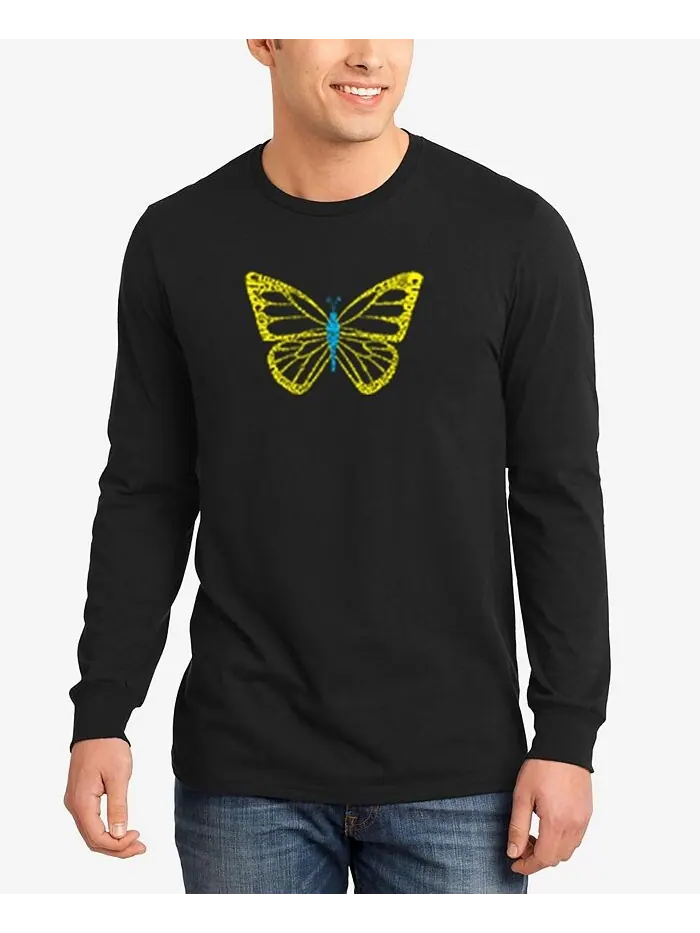 Мужская футболка с длинными рукавами и надписью Butterfly Word Art LA Pop Art — изображение 1 из 3, черный