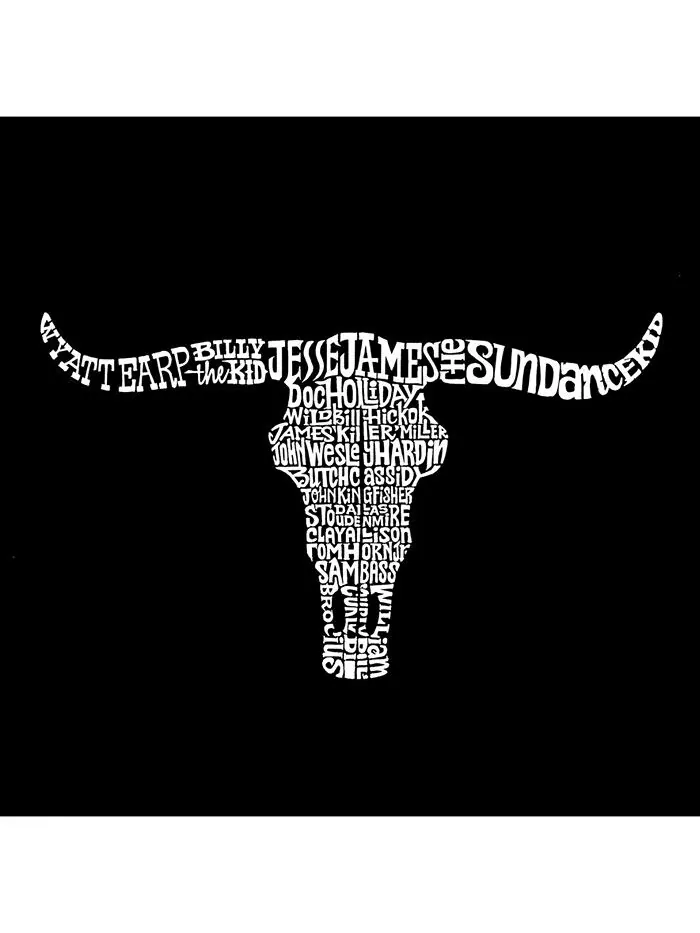 Мужская футболка с длинным рукавом с надписью Word Art — Outlaws LA Pop Art — изображение 2 из 2, черный