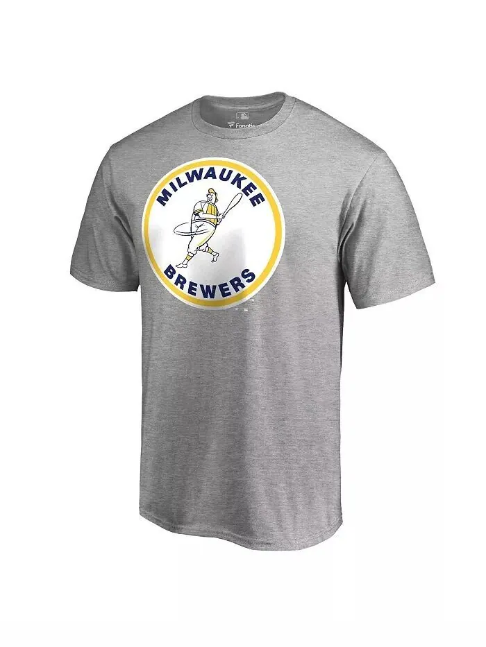 Мужская футболка Ash Milwaukee Brewers Cooperstown Collection Forbes Fanatics — изображение 1 из 2, пепельный