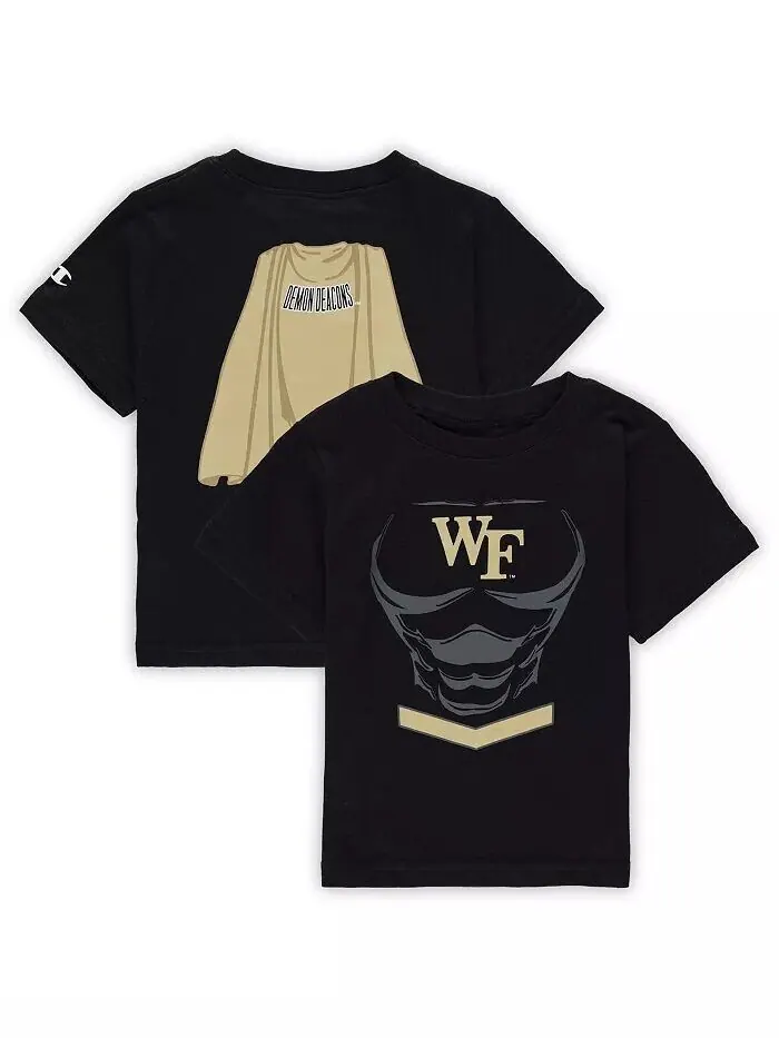 Черная футболка Wake Forest Demon Deacons Super Hero для мальчиков и девочек для малышей Champion — изображение 1 из 3