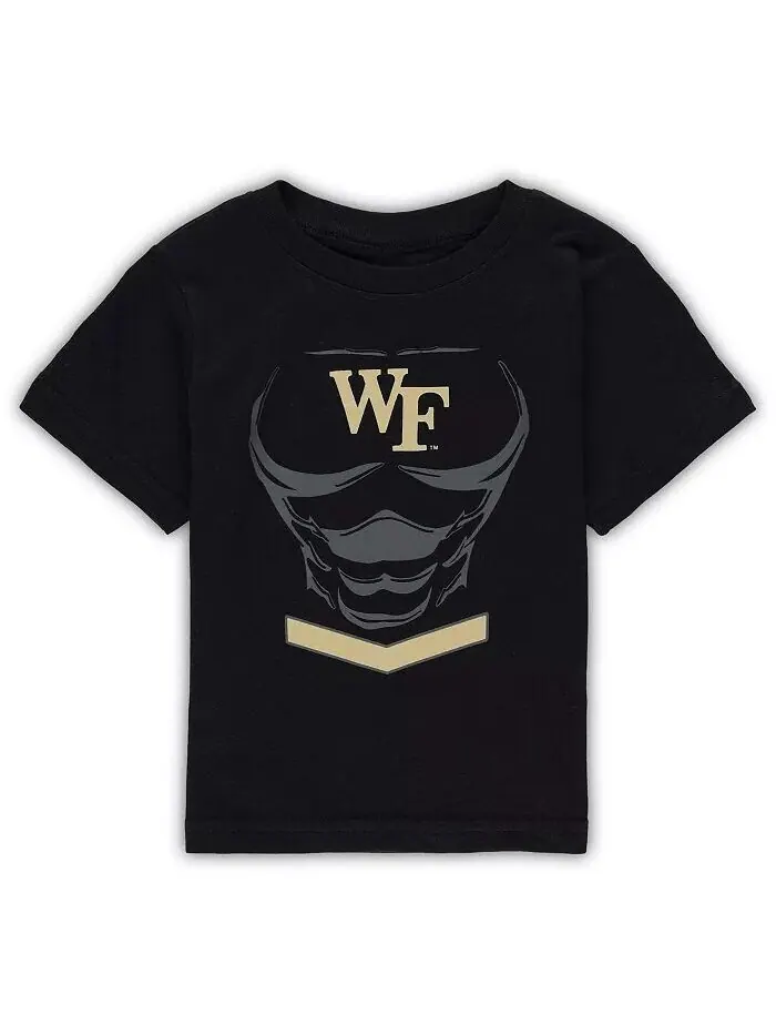 Черная футболка Wake Forest Demon Deacons Super Hero для мальчиков и девочек для малышей Champion — изображение 2 из 3