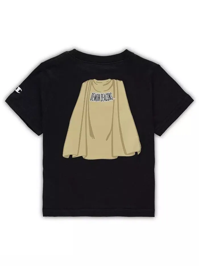 Черная футболка Wake Forest Demon Deacons Super Hero для мальчиков и девочек для малышей Champion — изображение 3 из 3