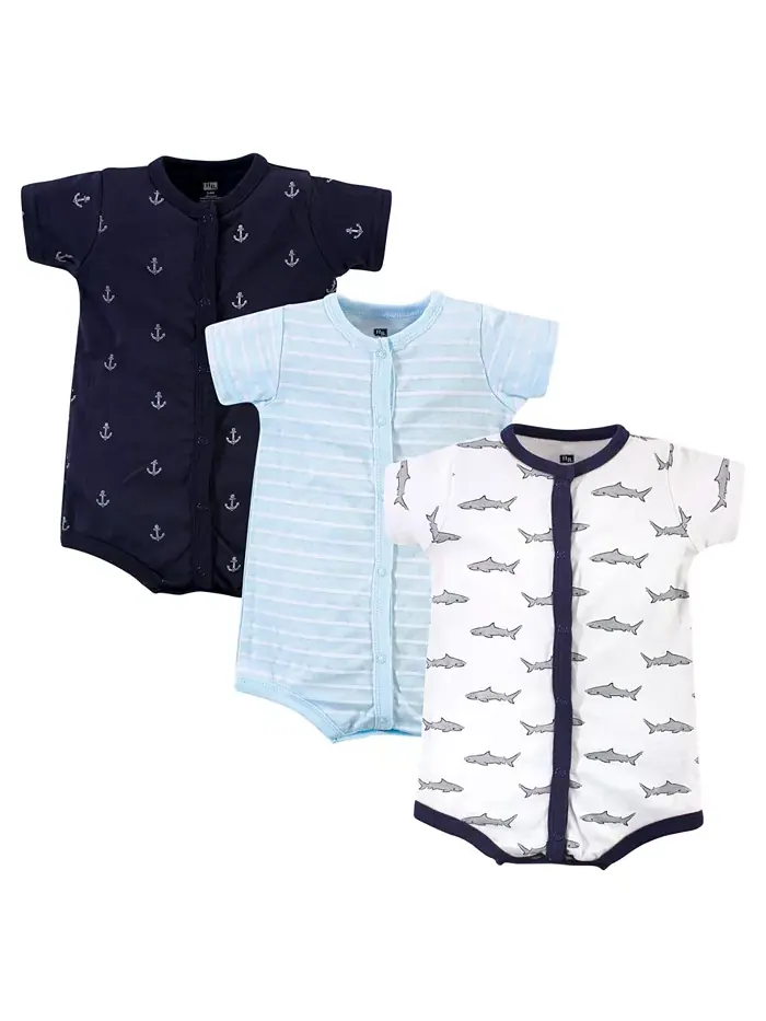 Детские хлопковые комбинезоны Baby Boys Hudson, 3 шт., Ahoy, 0-3 месяца Hudson Baby — изображение 1 из 2, серый