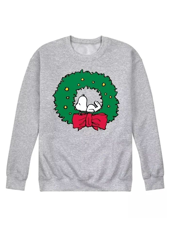 Мужская флисовая кофта с длинным рукавом Peanuts Snoopy Wreath AIRWAVES — изображение 1 из 3, серый
