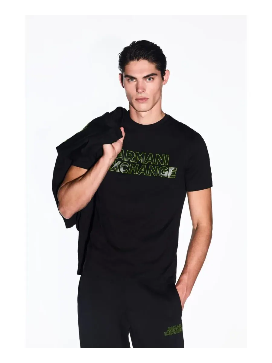 Мужская футболка с логотипом Elevated A|X Armani Exchange — изображение 1 из 5, черный