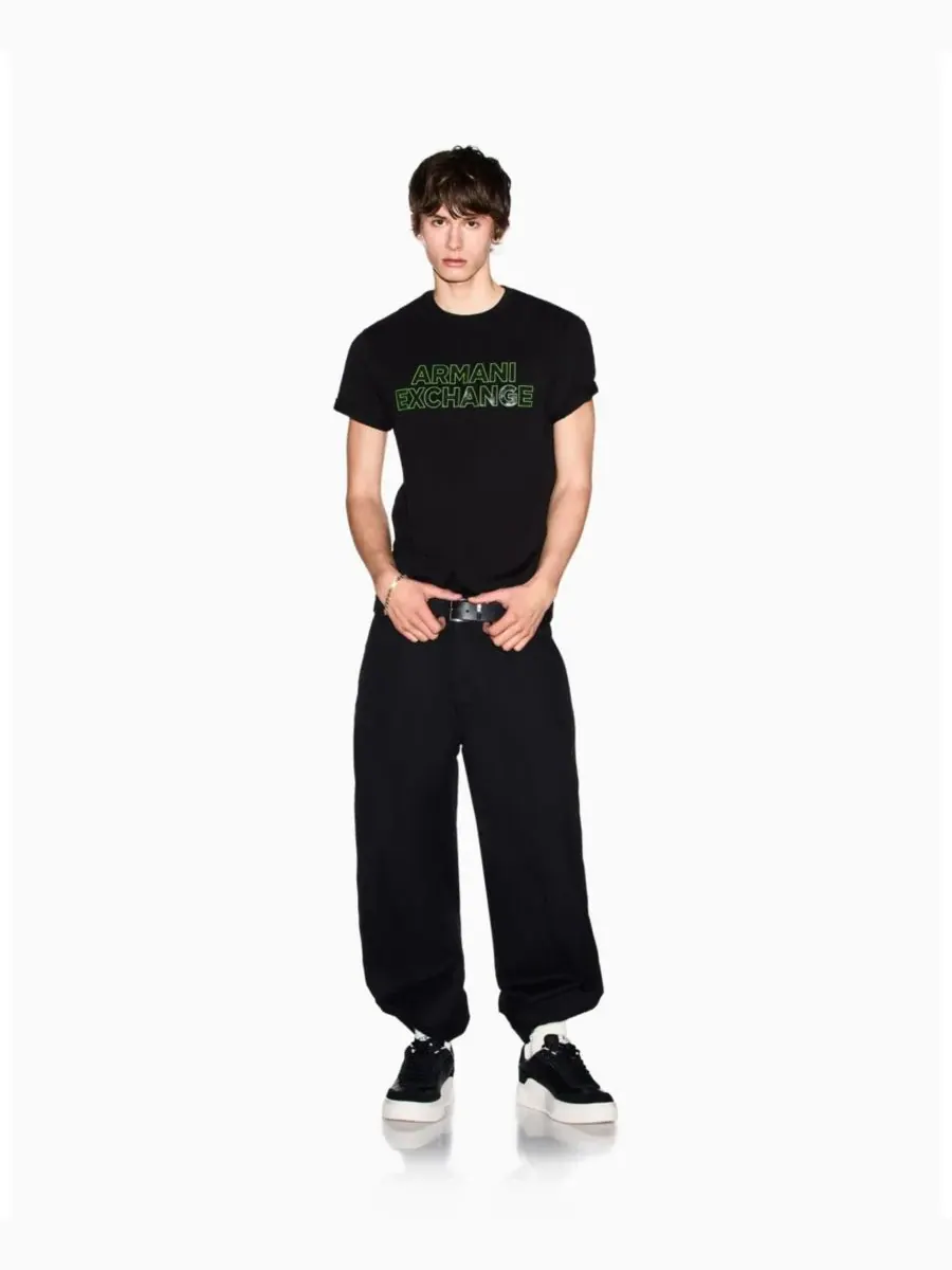 Мужская футболка с логотипом Elevated A|X Armani Exchange — изображение 3 из 5, черный