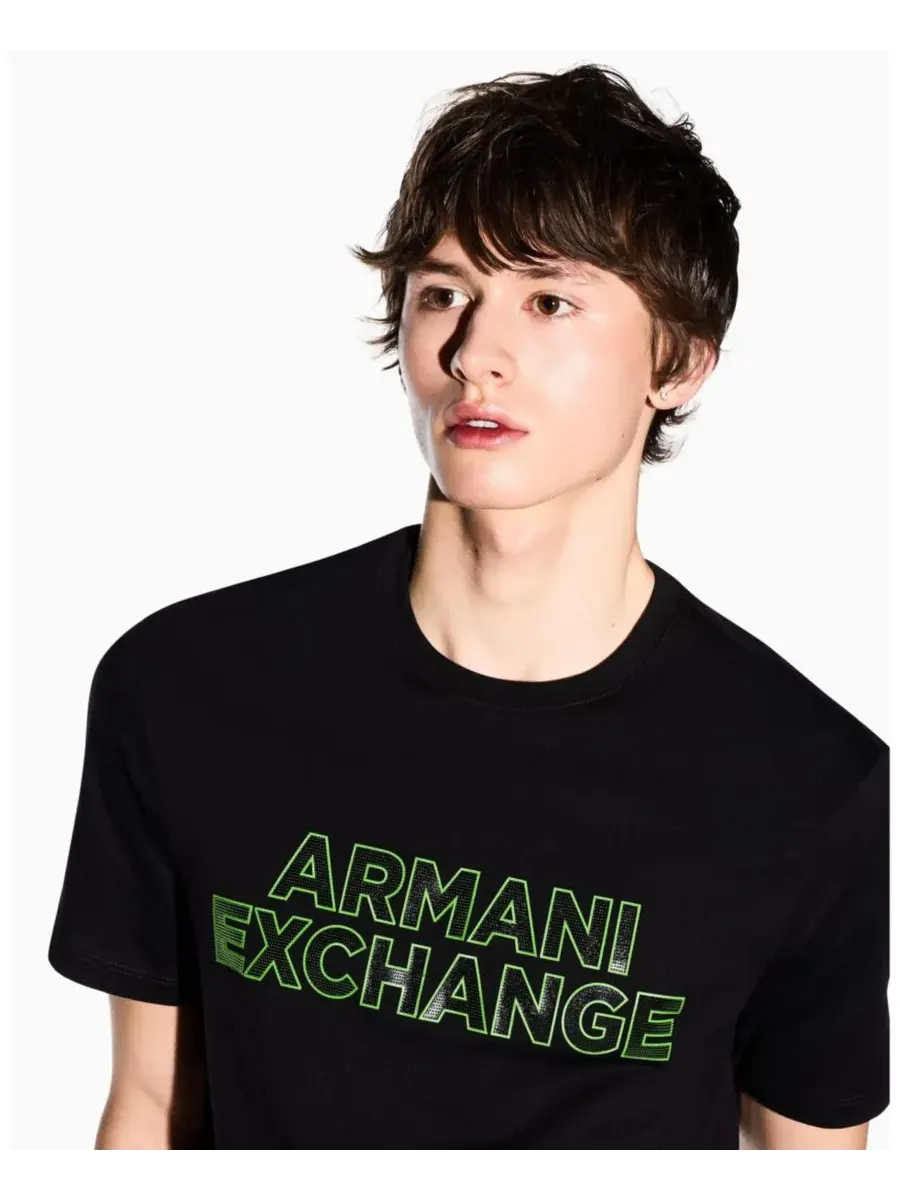 Мужская футболка с логотипом Elevated A|X Armani Exchange — изображение 4 из 5, черный