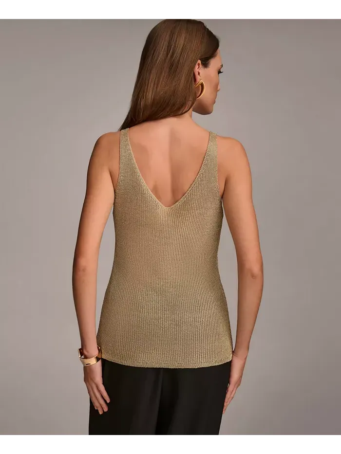 Женская металлизированная трикотажная майка Donna Karan Donna Karan New York — изображение 2 из 8, бледный золотистый