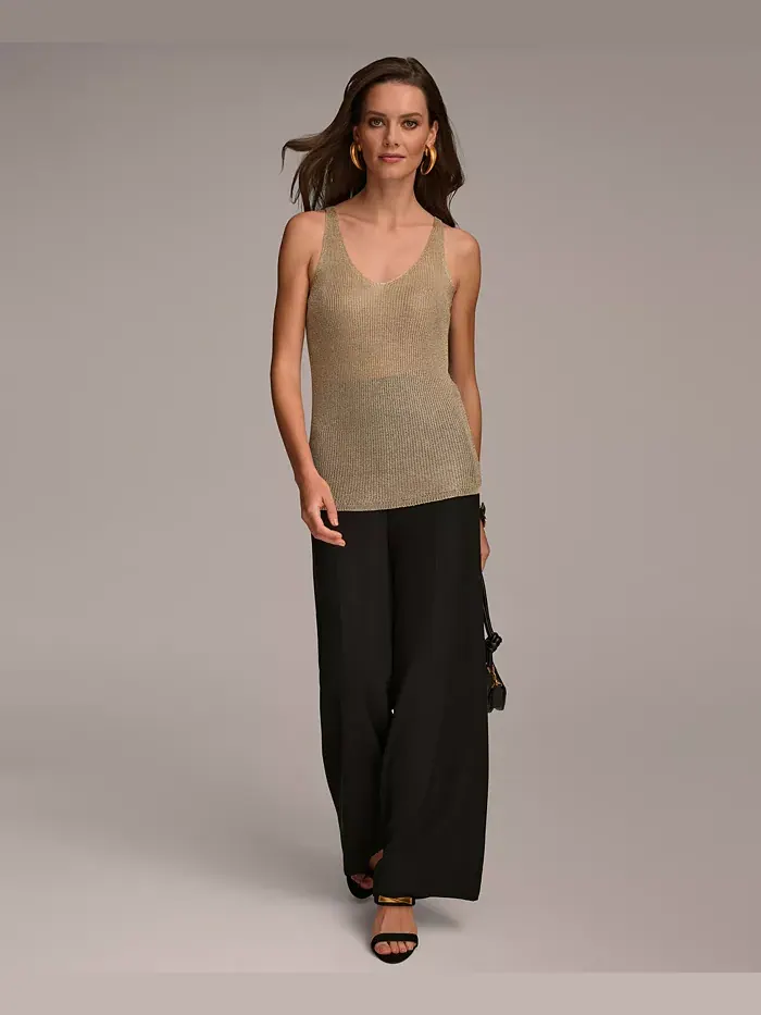 Женская металлизированная трикотажная майка Donna Karan Donna Karan New York — изображение 4 из 8, бледный золотистый