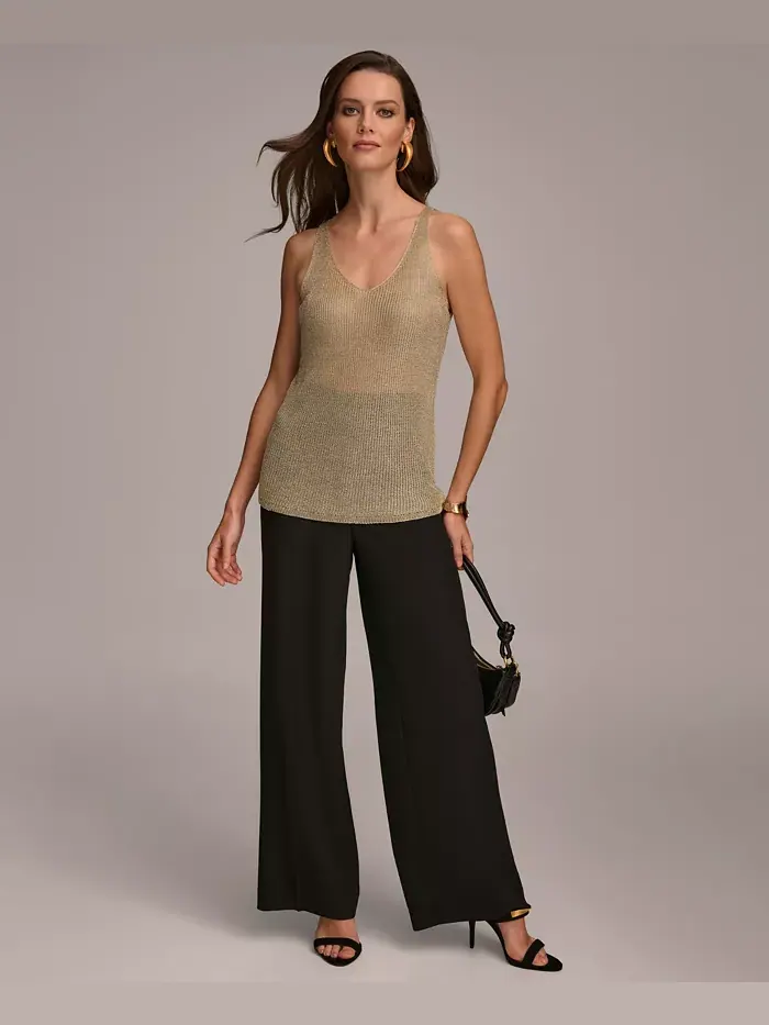 Женская металлизированная трикотажная майка Donna Karan Donna Karan New York — изображение 5 из 8, бледный золотистый