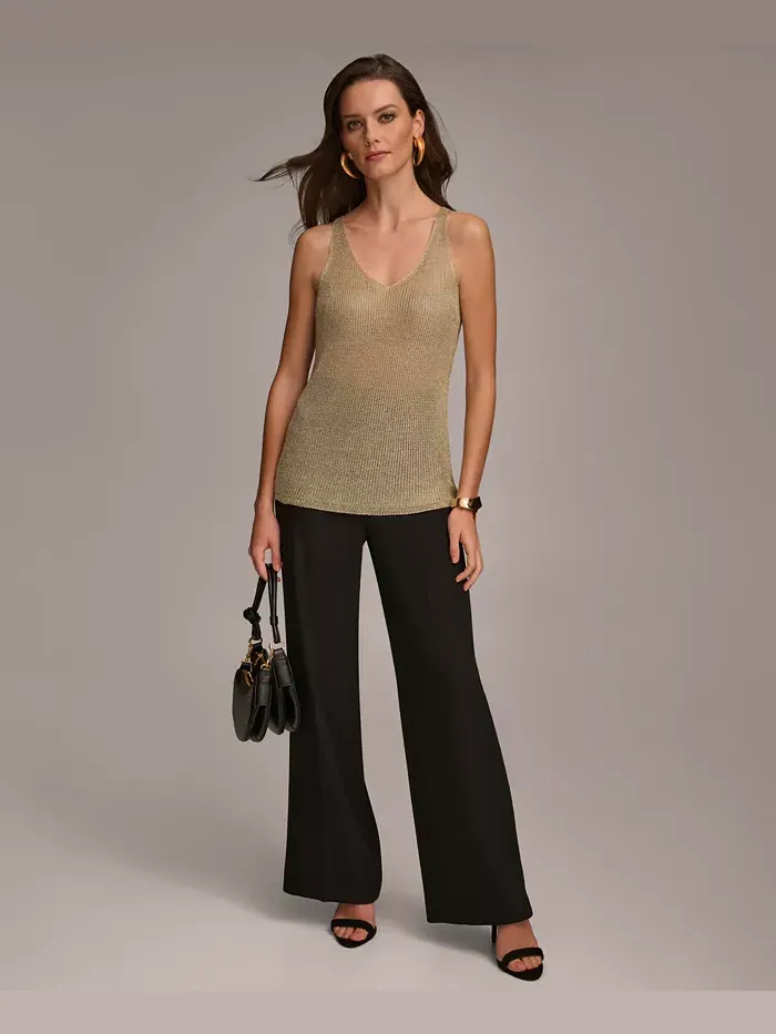 Женская металлизированная трикотажная майка Donna Karan Donna Karan New York — изображение 6 из 8, бледный золотистый