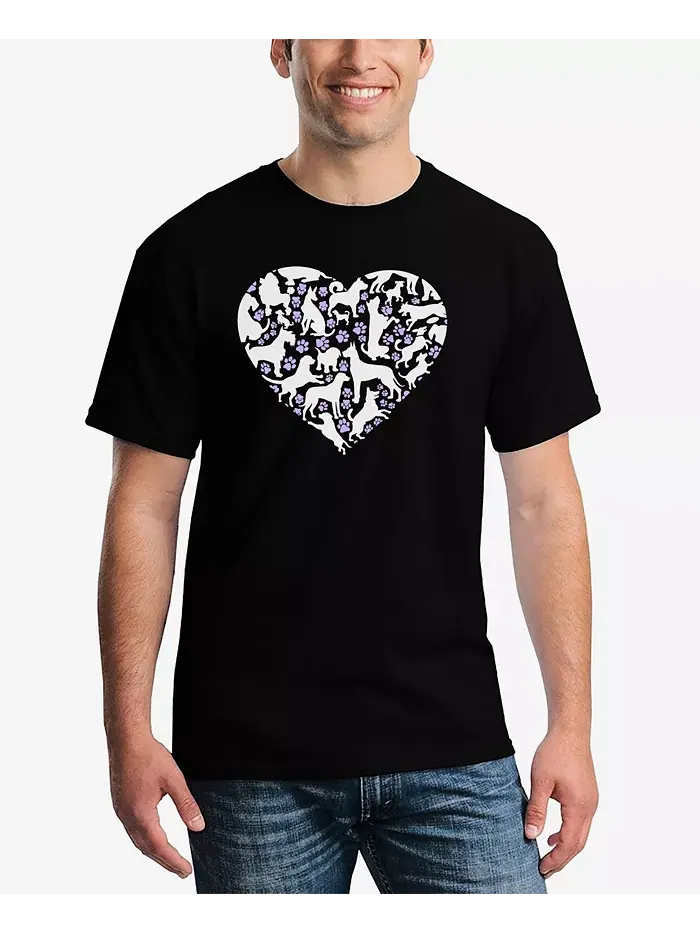 Мужская футболка Dog Heart с принтом LA Pop Art — изображение 1 из 3, черный