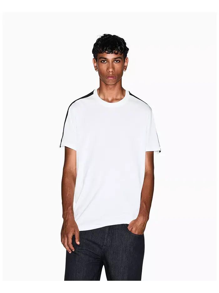 Мужская футболка с логотипом из галуна A|X Armani Exchange — изображение 1 из 4, бежевый/бежевый