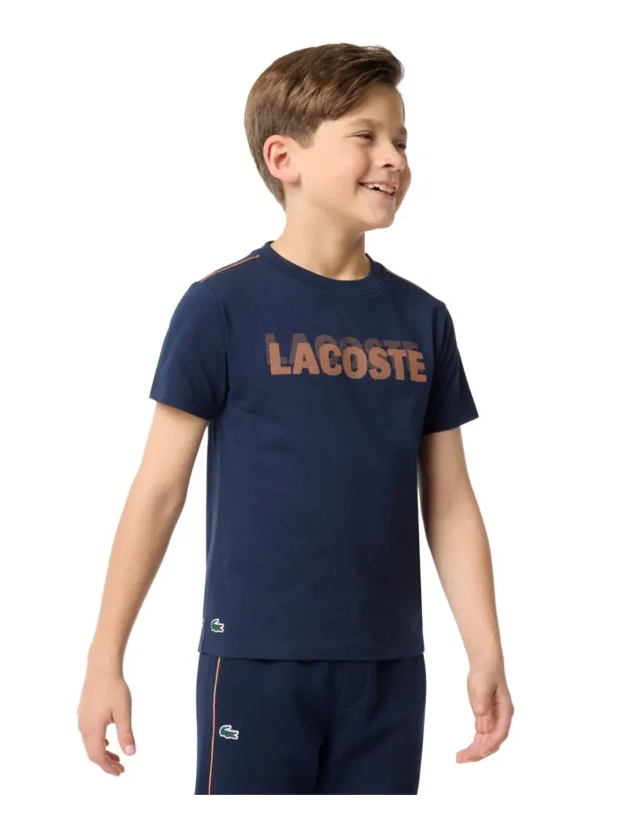 Спортивная футболка с графическим принтом для мальчиков 10-16 лет Lacoste, морской — изображение 1 из 6
