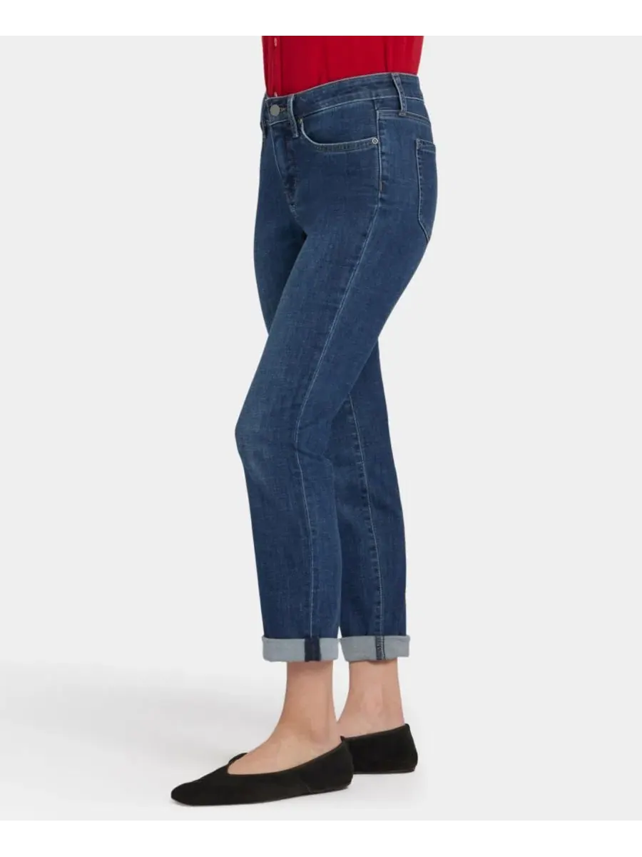 Укороченные джинсы Petite Sheri Slim с подвернутыми манжетами и технологией Lift Tuck Nydj — изображение 3 из 5, сапфир лувра