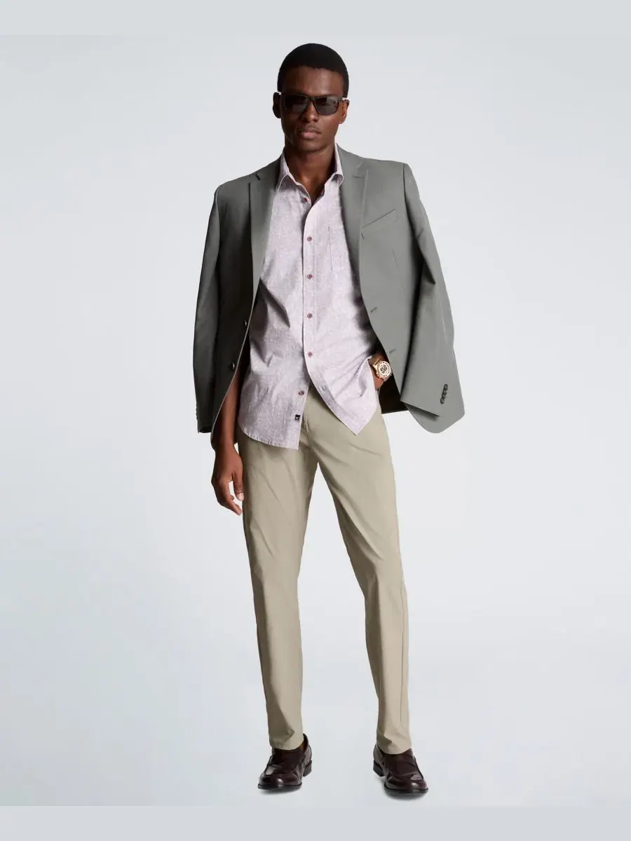 Мужская рубашка с коротким рукавом и принтом, приталенного кроя Kenneth Cole — изображение 6 из 8, фиолетовый