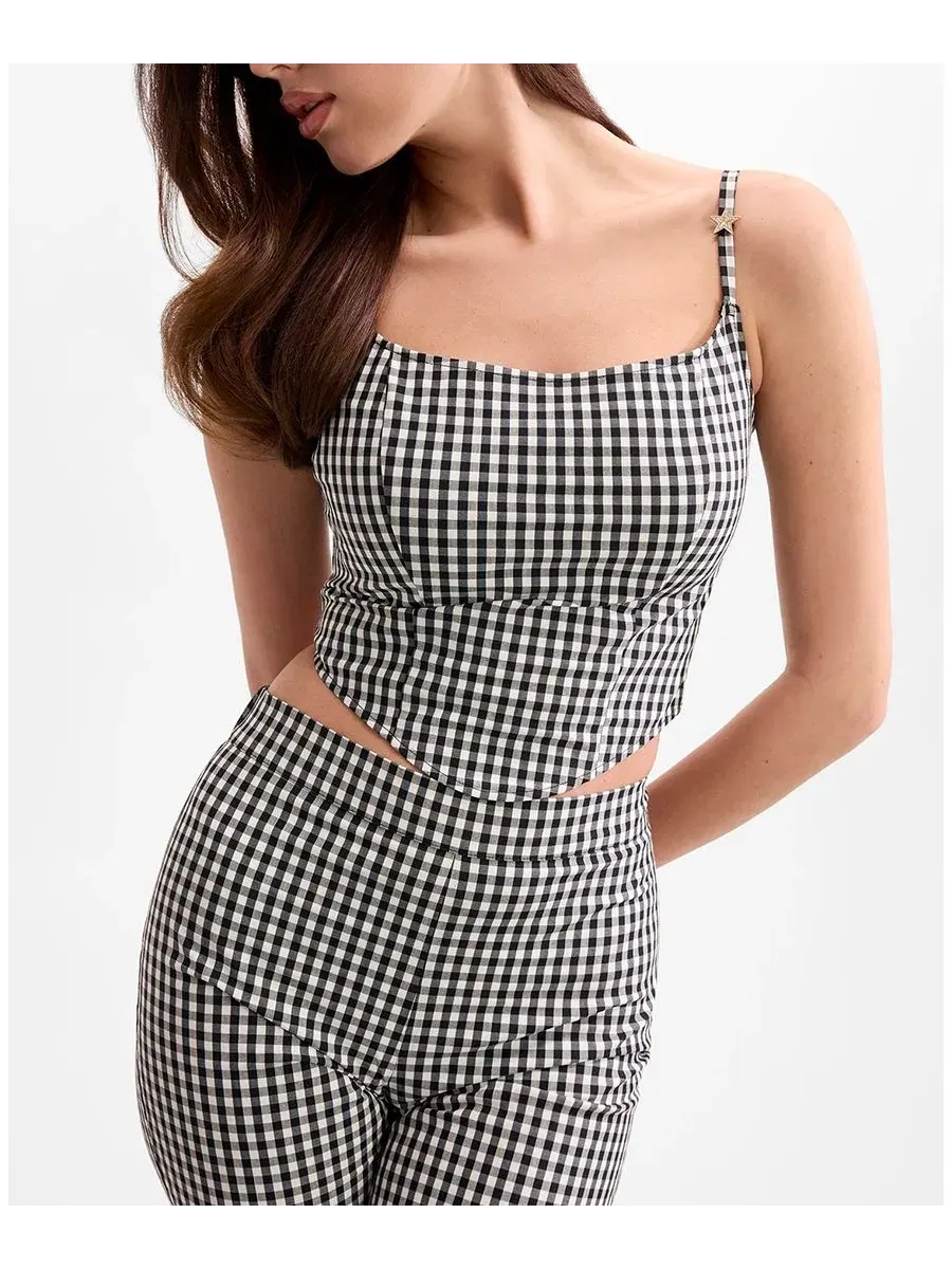 Женский топ-бюстье без рукавов в стиле Мэрилин из ткани виши GUESS