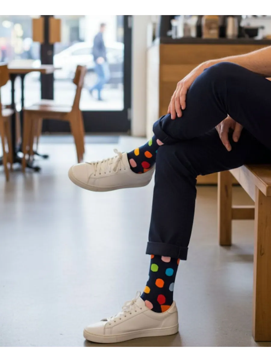 Мужские носки в крупный горошек Love Sock Company — изображение 2 из 3, темно-синий