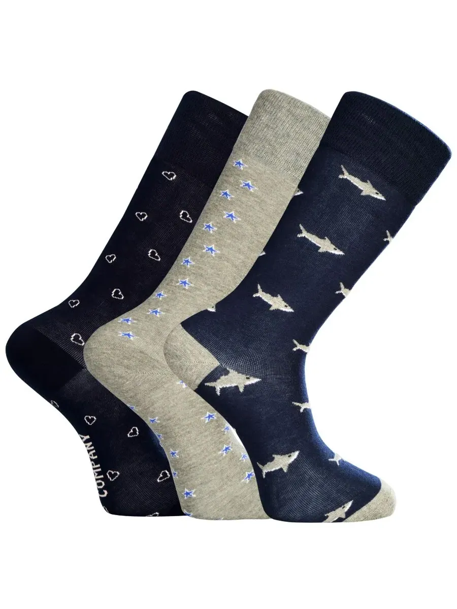 Набор мужских носков Shark Tank, 3 шт Love Sock Company — изображение 1 из 5, черный/серый/темно-синий