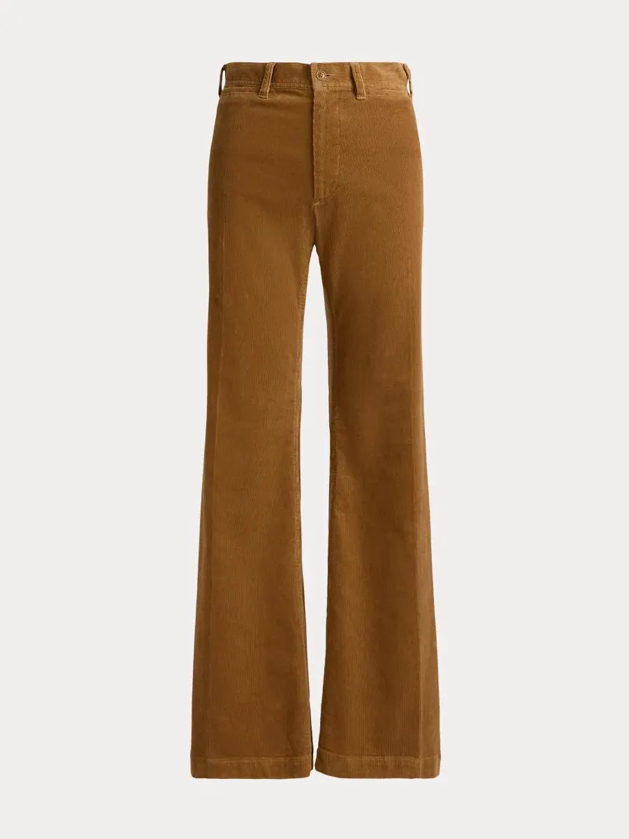 Женские брюки-клеш из вельвета Beaton Corduroy Flared Pants Polo Ralph Lauren — изображение 5 из 5, бежевый
