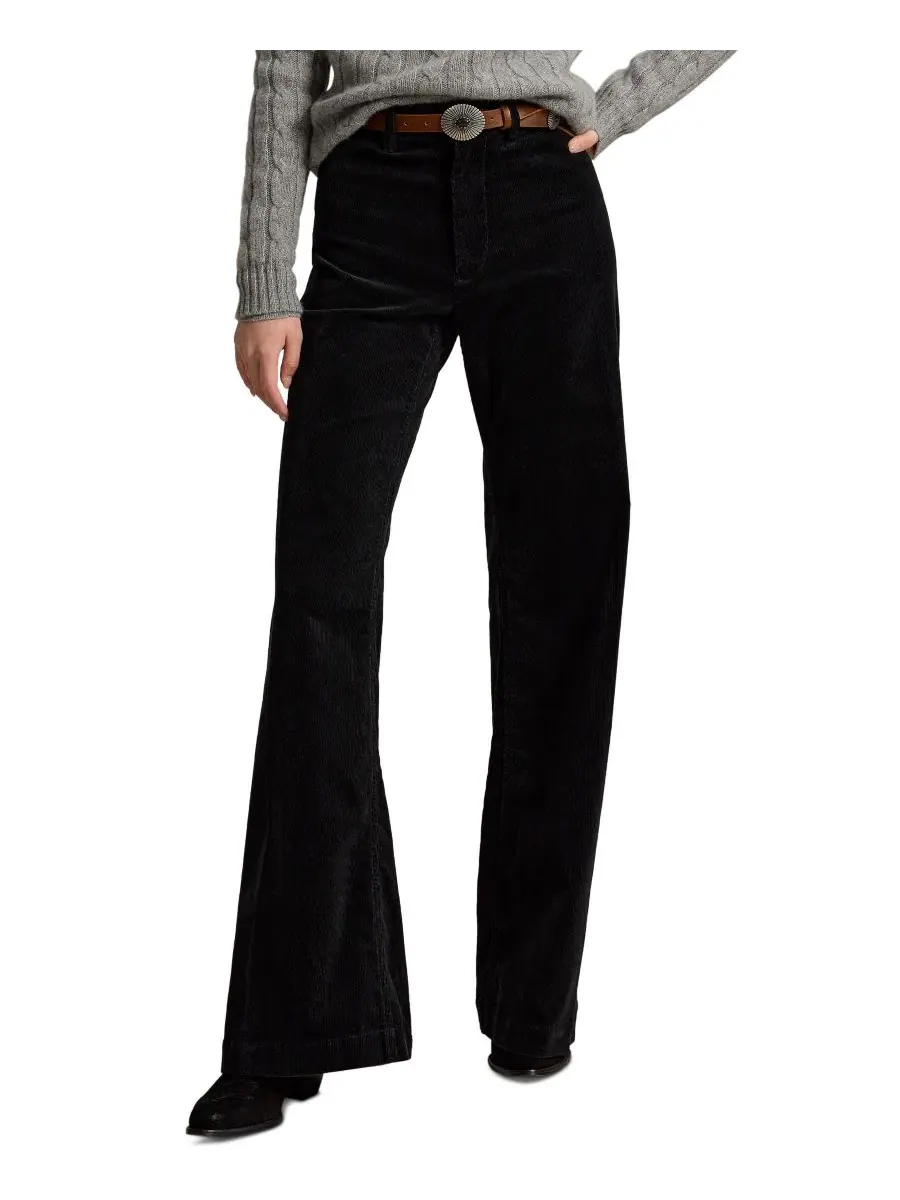Женские вельветовые брюки-клеш Beaton Corduroy Flared Pants Polo Ralph Lauren — изображение 1 из 5, черный