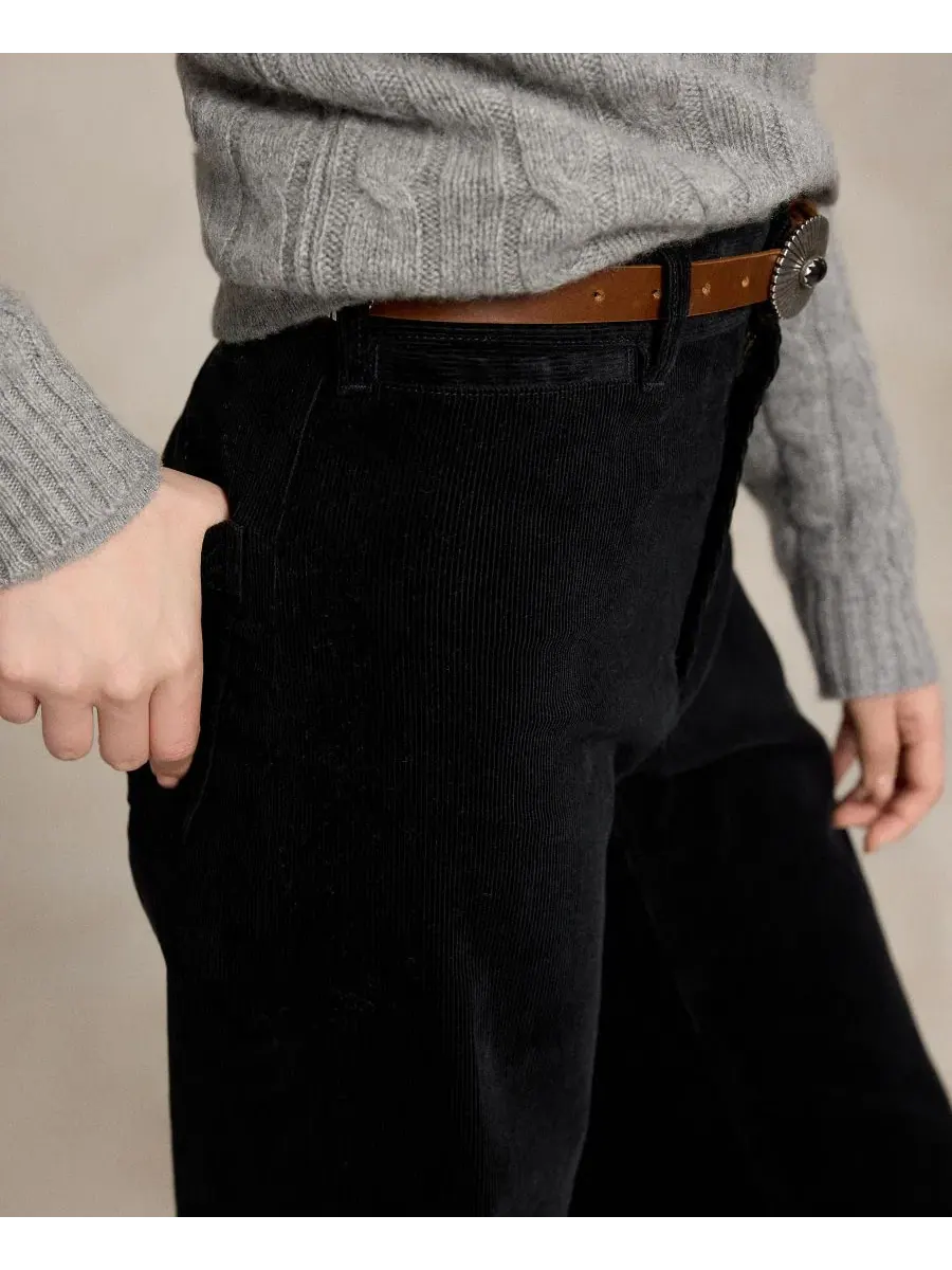 Женские вельветовые брюки-клеш Beaton Corduroy Flared Pants Polo Ralph Lauren — изображение 3 из 5, черный