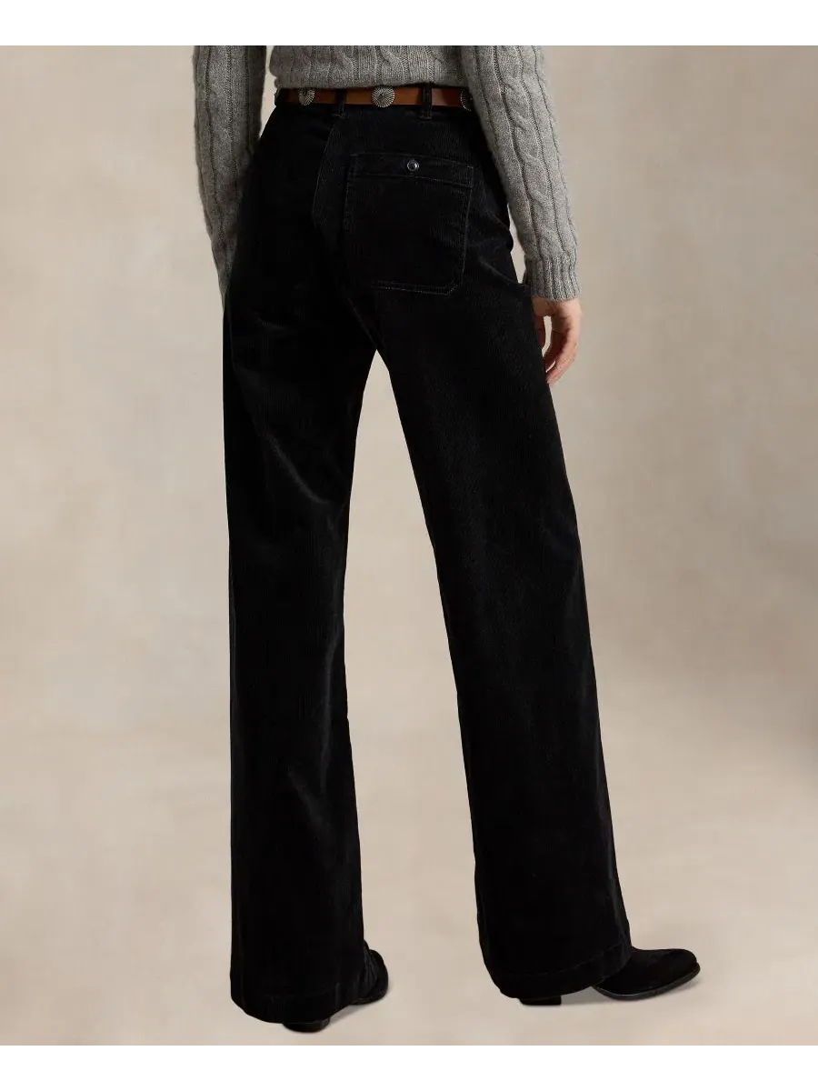 Женские вельветовые брюки-клеш Beaton Corduroy Flared Pants Polo Ralph Lauren — изображение 4 из 5, черный