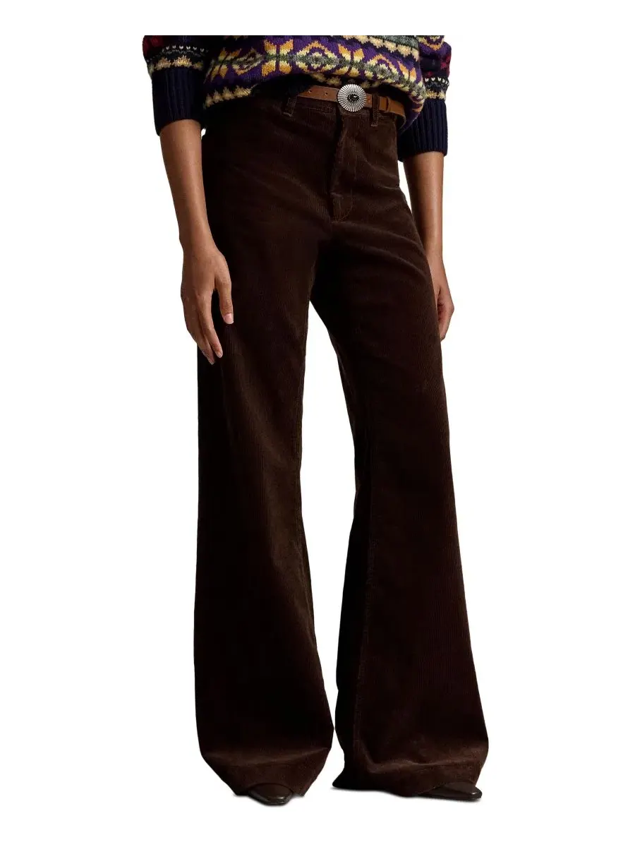 Женские брюки-клеш из вельвета Beaton Corduroy Flared Pants Polo Ralph Lauren — изображение 1 из 5, коричневый