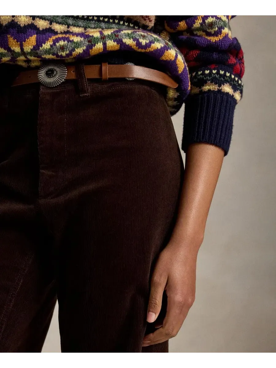 Женские брюки-клеш из вельвета Beaton Corduroy Flared Pants Polo Ralph Lauren — изображение 3 из 5, коричневый