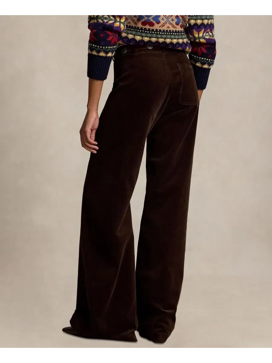 Женские брюки-клеш из вельвета Beaton Corduroy Flared Pants Polo Ralph Lauren — изображение 4 из 5, коричневый