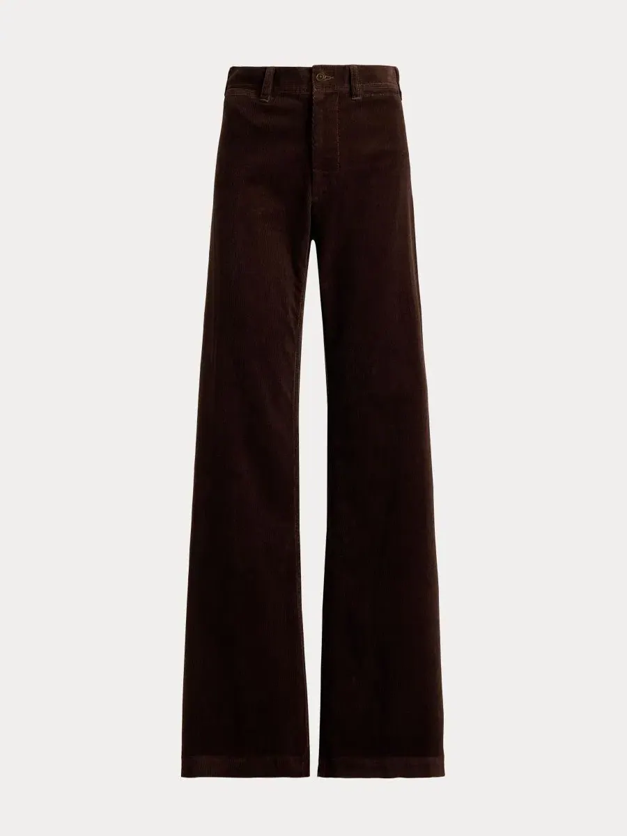 Женские брюки-клеш из вельвета Beaton Corduroy Flared Pants Polo Ralph Lauren — изображение 5 из 5, коричневый