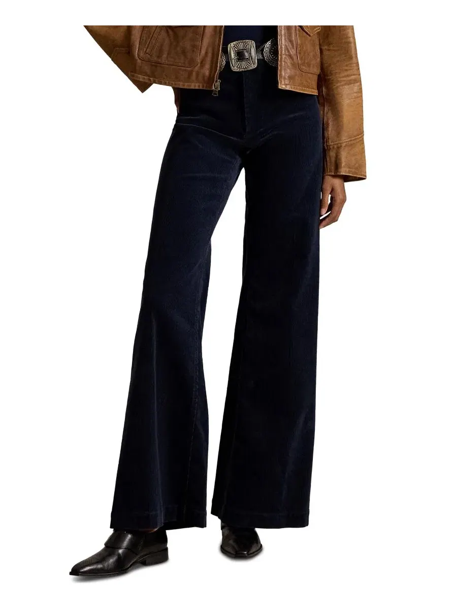Женские брюки-клеш из вельвета Beaton Corduroy Flared Pants Polo Ralph Lauren — изображение 1 из 6, темно-синий
