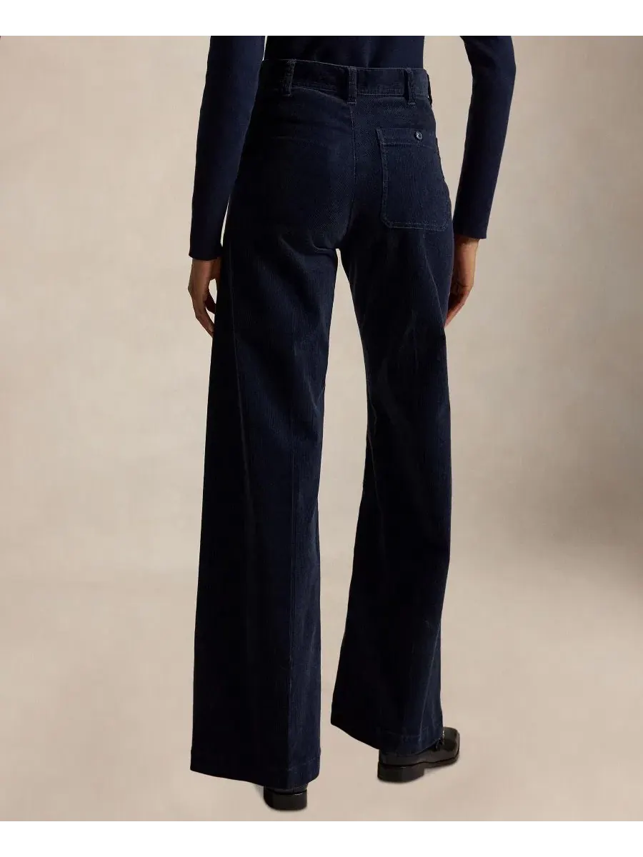 Женские брюки-клеш из вельвета Beaton Corduroy Flared Pants Polo Ralph Lauren — изображение 5 из 6, темно-синий