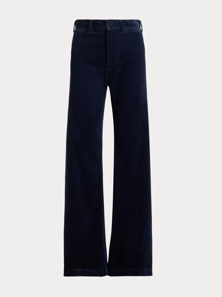 Женские брюки-клеш из вельвета Beaton Corduroy Flared Pants Polo Ralph Lauren — изображение 6 из 6, темно-синий