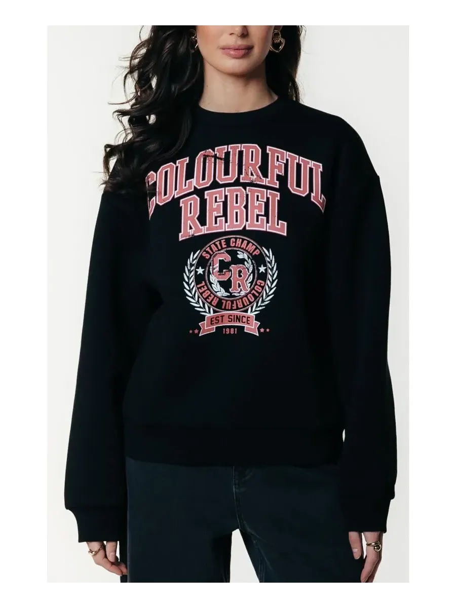Женская спортивная футболка CR Varsity Relaxed Sweat Colourful Rebel — изображение 1 из 4, черный