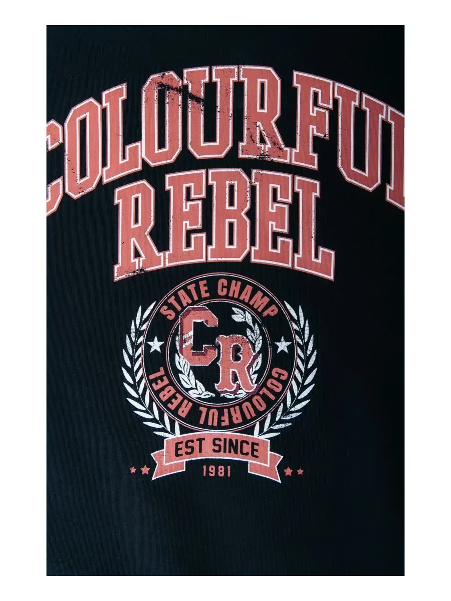 Женская спортивная футболка CR Varsity Relaxed Sweat Colourful Rebel — изображение 2 из 4, черный