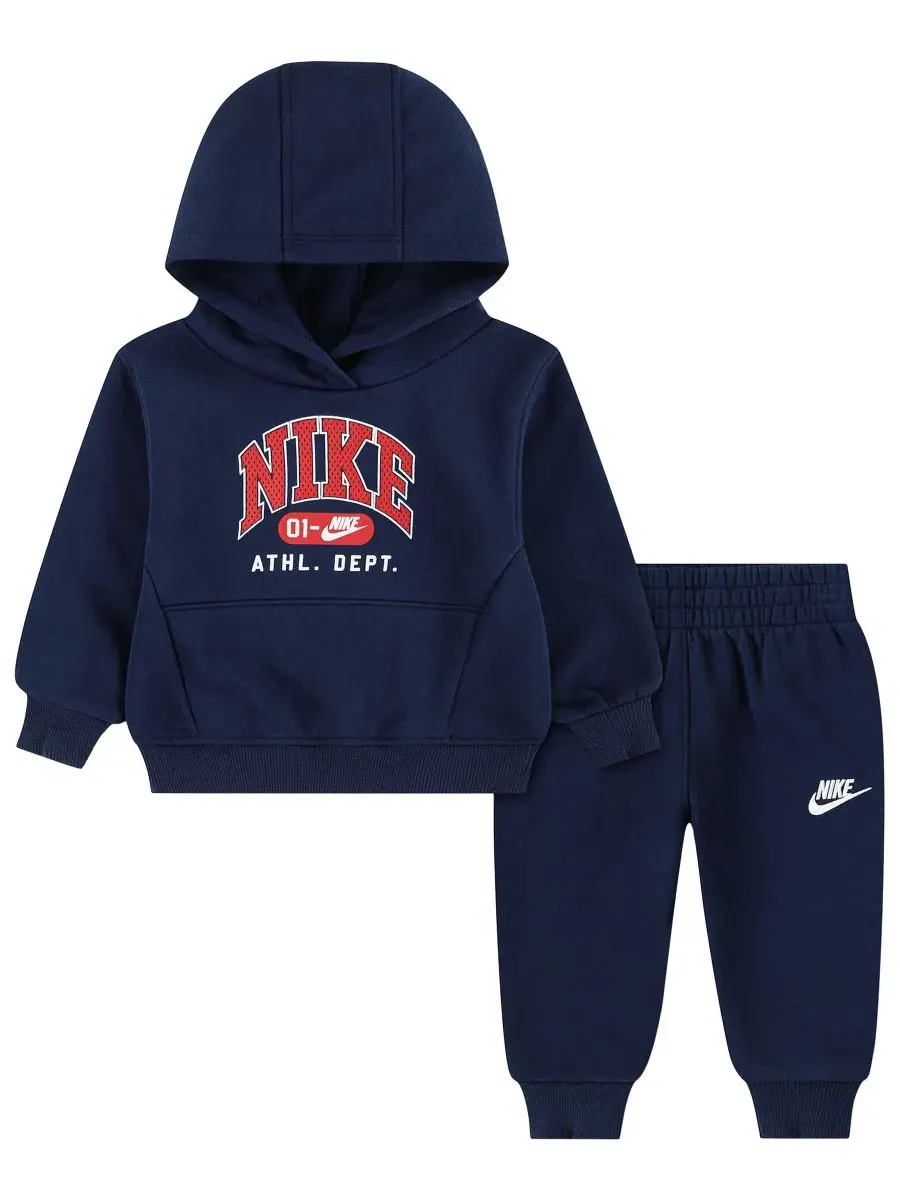 Комплект из футерованного худи и спортивных брюк с логотипом Nike — изображение 1 из 4, темно-синий