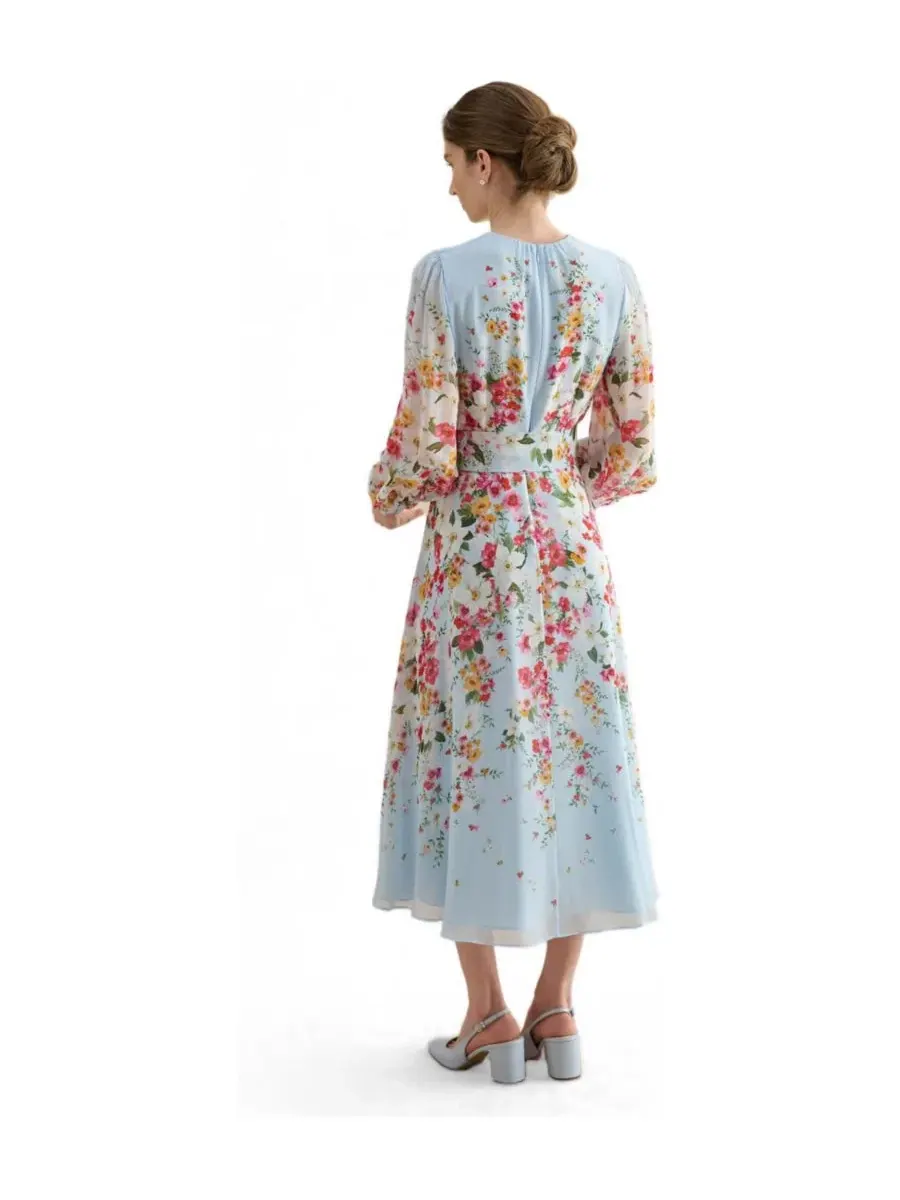 Платье-миди из шелка с поясом Liberty Silk Midi Dress Hobbs London — изображение 3 из 6, мульти