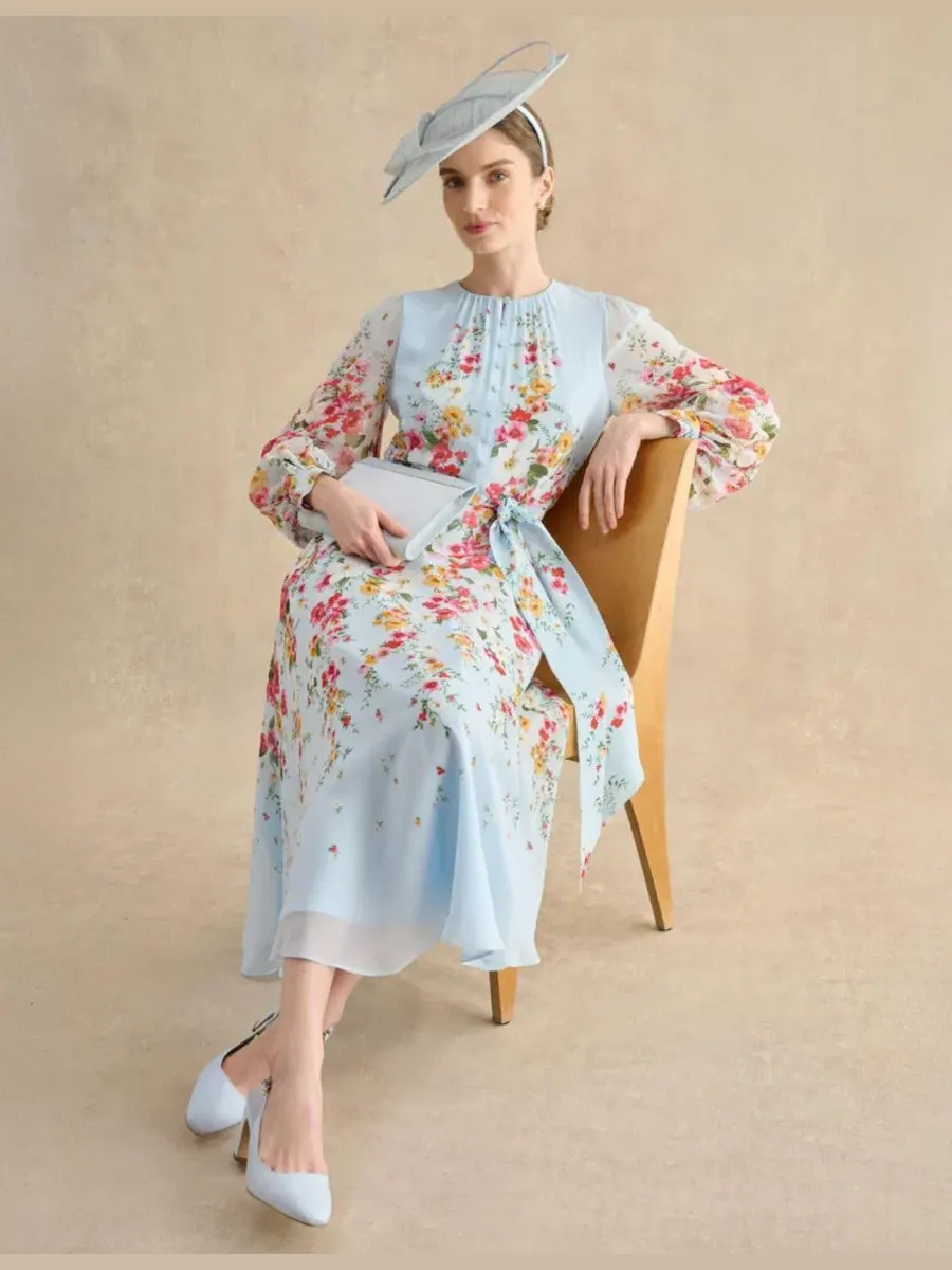 Платье-миди из шелка с поясом Liberty Silk Midi Dress Hobbs London — изображение 4 из 6, мульти