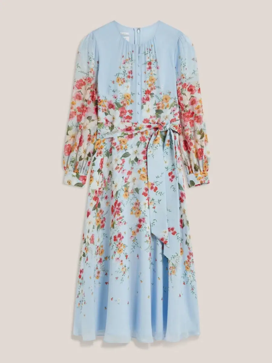 Платье-миди из шелка с поясом Liberty Silk Midi Dress Hobbs London — изображение 6 из 6, мульти