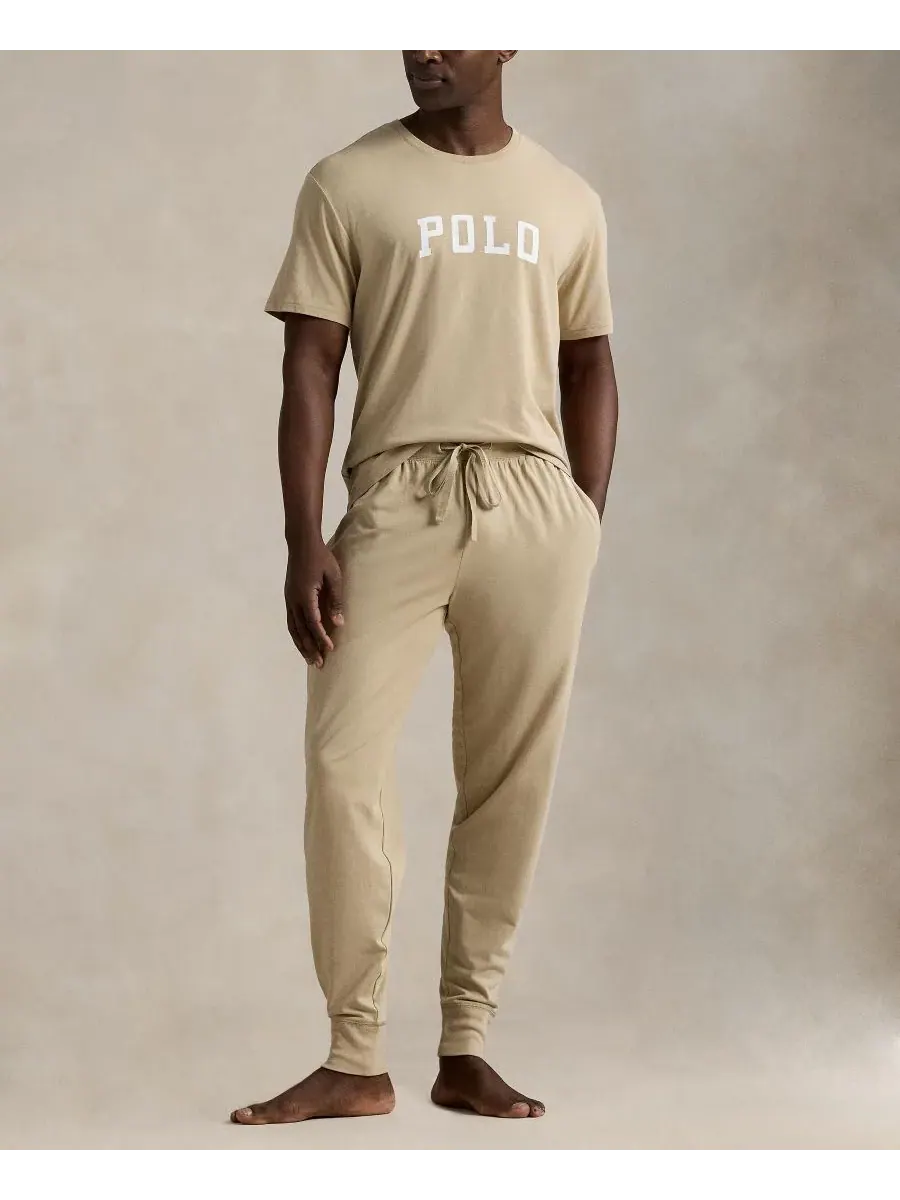 Мужские пижамные спортивные брюки стандартного кроя Polo Ralph Lauren — изображение 1 из 4, классический хаки/белый