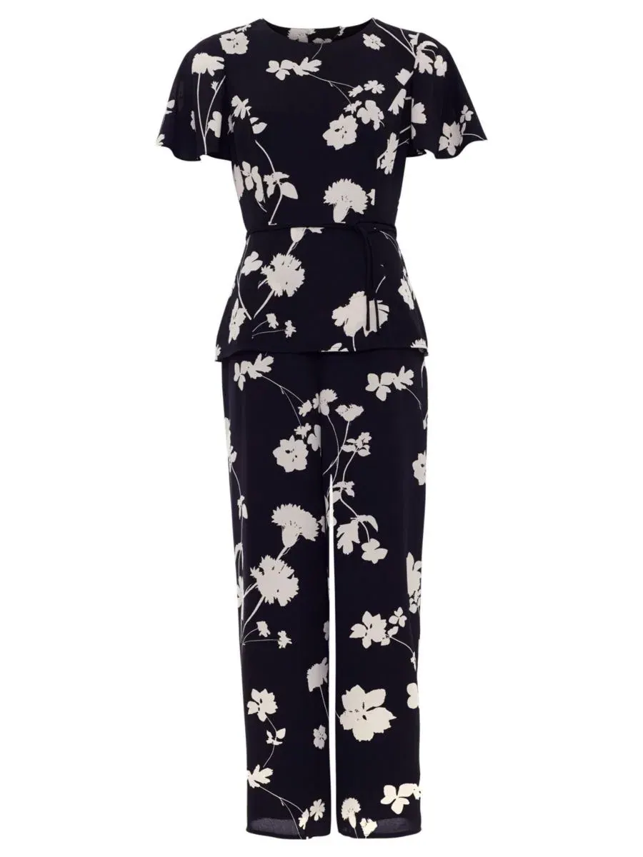 Комбинезон с запахом и широкими штанинами Jolie Floral Phase Eight — изображение 2 из 5, черный/слоновая кость