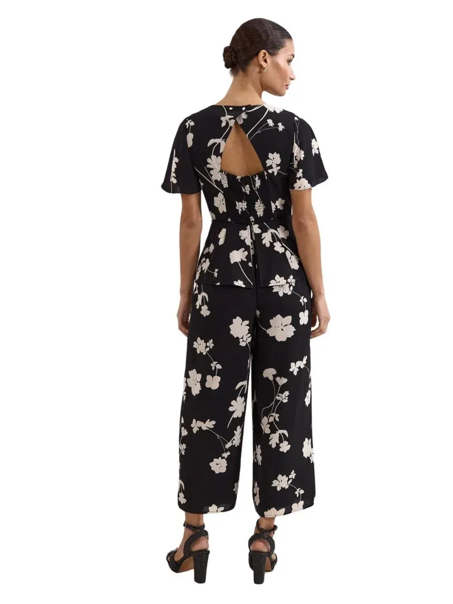 Комбинезон с запахом и широкими штанинами Jolie Floral Phase Eight — изображение 3 из 5, черный/слоновая кость
