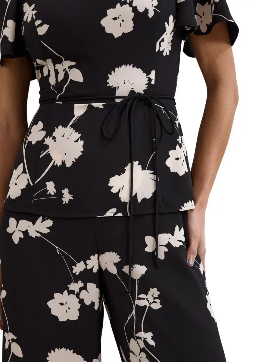 Комбинезон с запахом и широкими штанинами Jolie Floral Phase Eight — изображение 5 из 5, черный/слоновая кость
