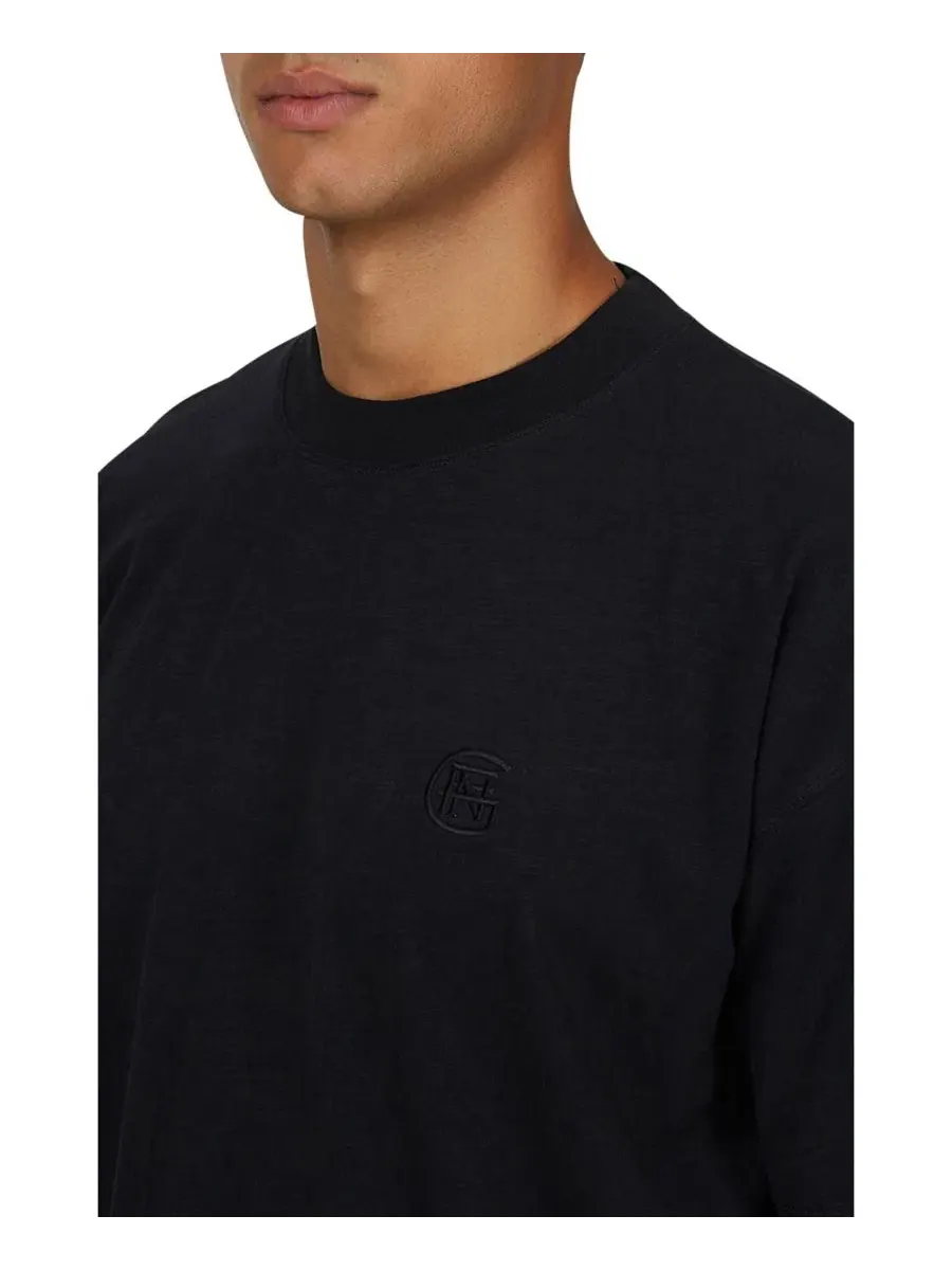 Футболка из фактурного хлопка с вышитым логотипом Emblem Tonal Relaxed Slub Good For Nothing — изображение 4 из 4, черный