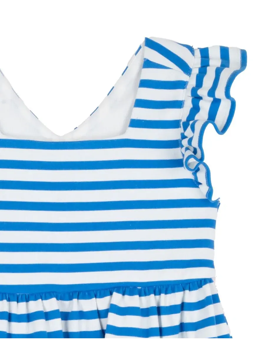 Платье из джерси с рукавами-воланами и ярусной юбкой, модель Girls' 2T-6X Jersey Knit Stripe — изображение 3 из 4, синий
