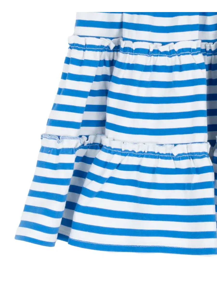 Платье из джерси с рукавами-воланами и ярусной юбкой, модель Girls' 2T-6X Jersey Knit Stripe — изображение 4 из 4, синий