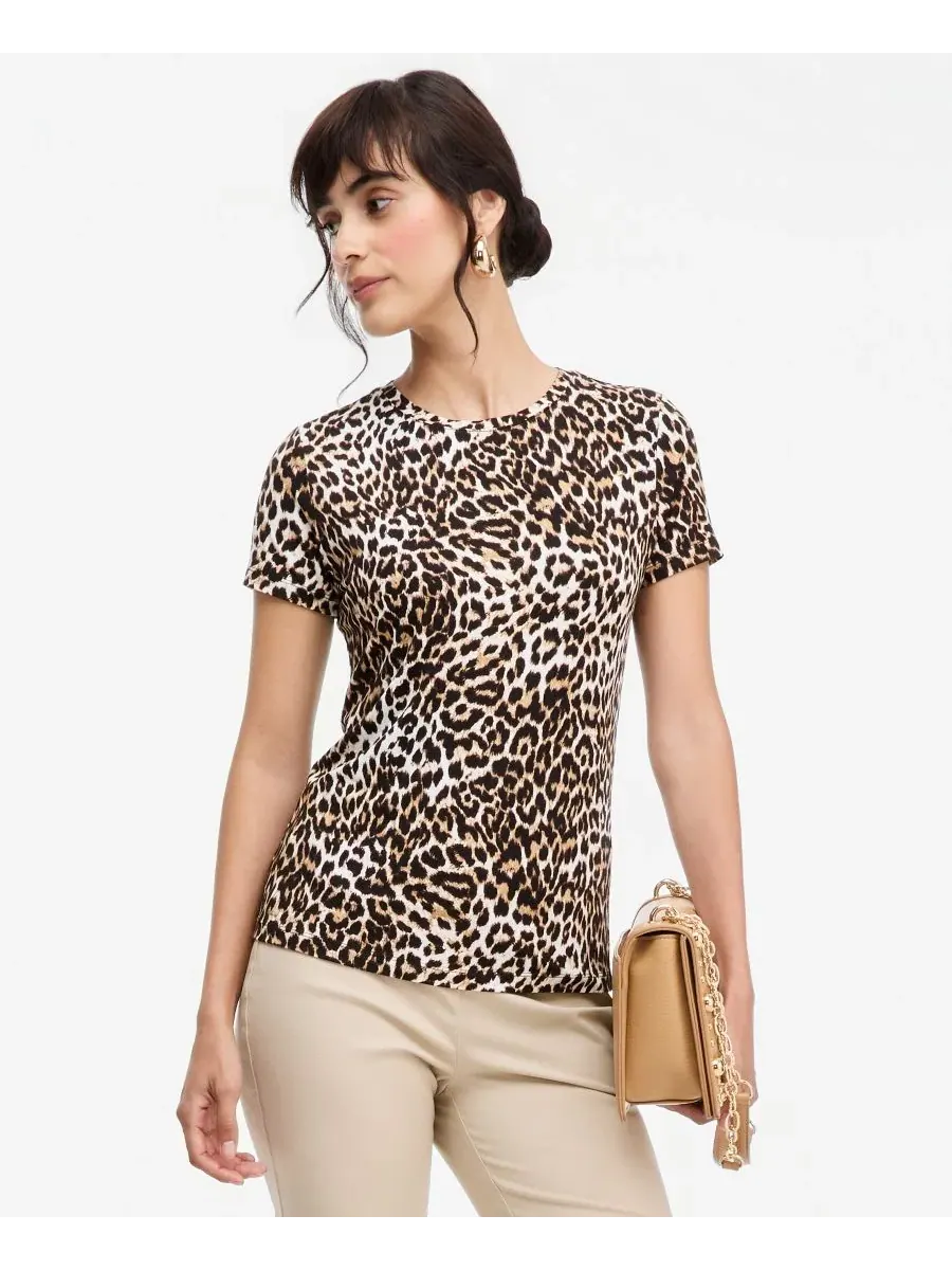 Женская футболка с коротким рукавом и принтом I.N.C. International Concepts, Hani Cheetah — изображение 3 из 7