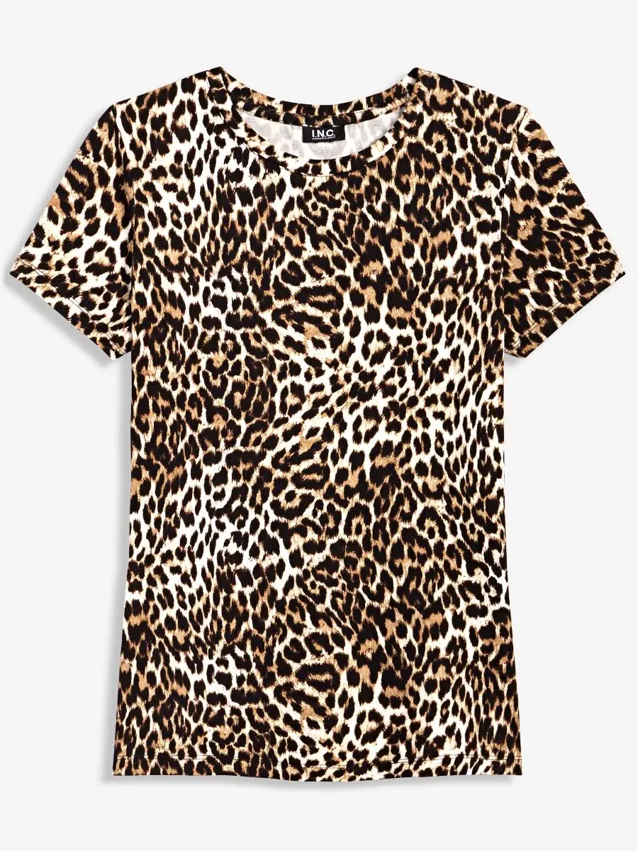 Женская футболка с коротким рукавом и принтом I.N.C. International Concepts, Hani Cheetah — изображение 6 из 7