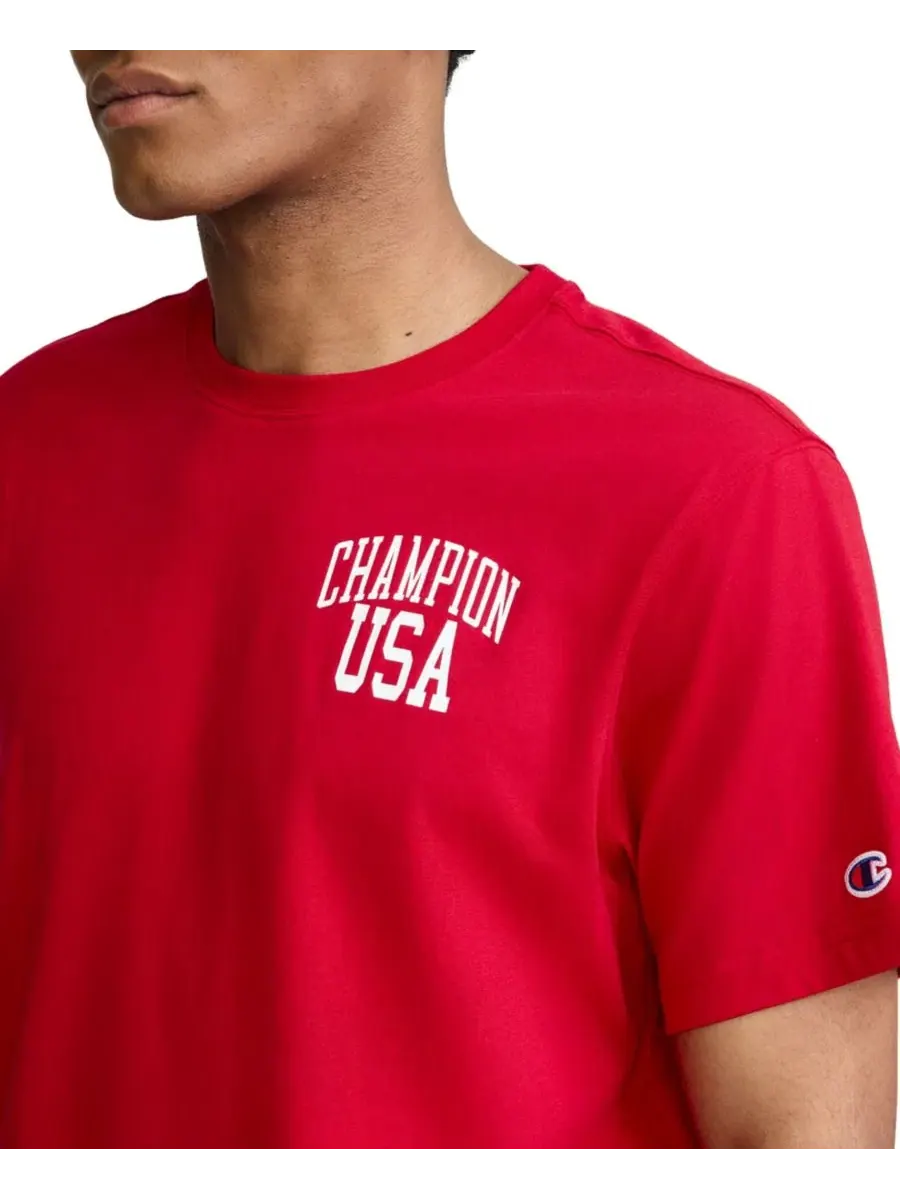 Футболка мужская с принтом USA Champion — изображение 3 из 5, красный